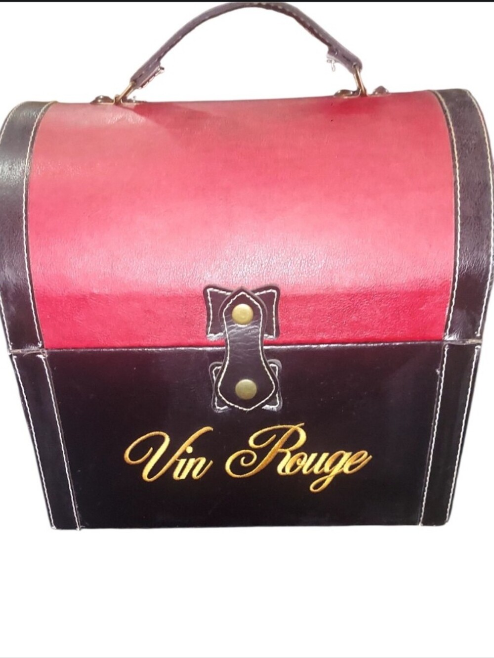 Vintage Embroidered Vin Rouge Wine Carrier Case